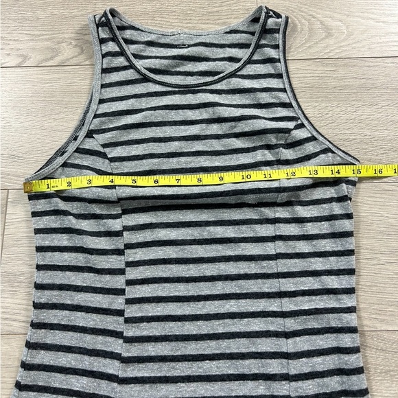 Roxy Grey Stripe High Neck Racerback Midi Sleeveless Dress - Picture 8 of 9